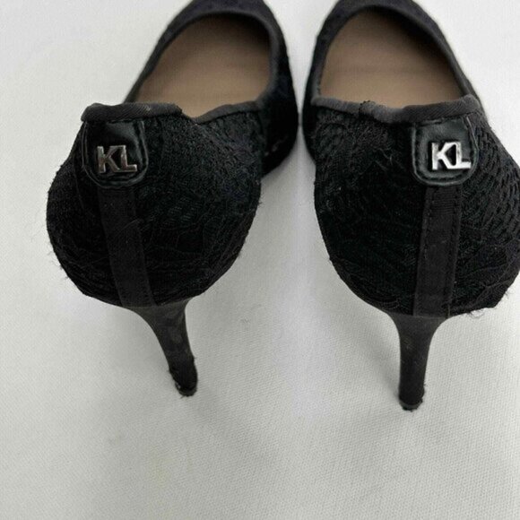 Karl Lagerfeld Paris Womens 9 M EU 40 Black Lace Pumps Roxana Pointed Toe Heels - Picture 8 of 15